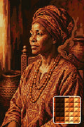 Thumbnail for Regal African Woman Portrait, 40x60 cm timanttimaalaus – lopullisen kuvion esikatselu ja lähikuva neliönmuotoisista timanteista
