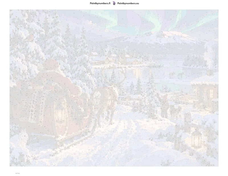 Numeromaalaus: Numeroitu kangas - Reindeer Sleigh under the Northern Lights 80x60cm