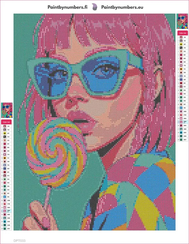 Retro Pop timanttimaalauksen liimapintainen canvas 30x40cm