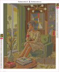 Thumbnail for Retro Woman in Midcentury Room timanttimaalauksen liimapintainen canvas 40x50cm