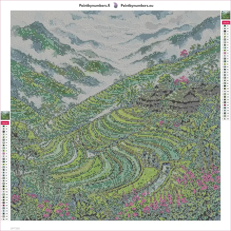 Rice Terraces timanttimaalauksen liimapintainen canvas 50x50cm