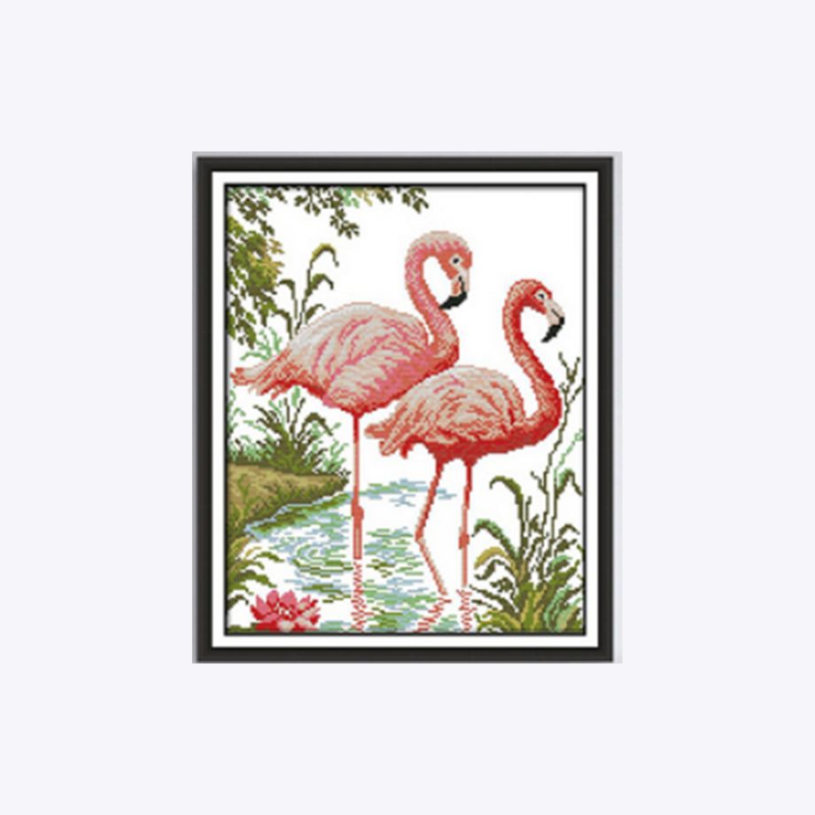 Flamingos - Ristipistotyö 36x46cm
