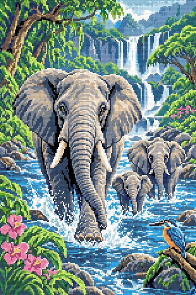 River Crossing of the Giants, 40x60 cm timanttimaalaus – lopullisen kuvion esikatselu