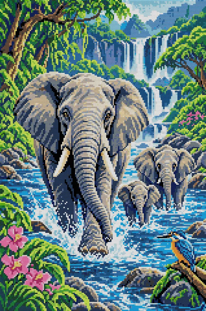 River Crossing of the Giants, 40x60 cm timanttimaalaus – koko kuvion esikatselu ilman lähikuvaa