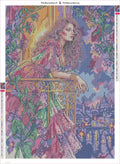 Thumbnail for Romantic Lady On Balcony timanttimaalauksen liimapintainen canvas 50x70cm