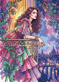Thumbnail for Romantic Lady On Balcony, 50x70 cm timanttimaalaus – lopullisen kuvion esikatselu