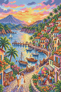 Thumbnail for Romantic Seaside Village Sunset, 40x60 cm timanttimaalaus – lopullisen kuvion esikatselu