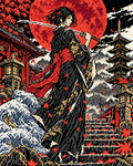 Thumbnail for Ronin Under the Blood Moon, 40x50 cm timanttimaalaus – lopullisen kuvion esikatselu
