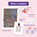 Thumbnail for Rose Apothecary at Midnight 50x70cm timanttimaalauspaketin sisältö: liimapintainen canvas, värikartta, työkalut ja timanttipussit