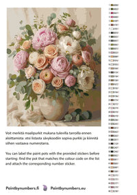 Thumbnail for Värikartta ja ohjeet - Roses and Peonies Bouquet 40x50cm