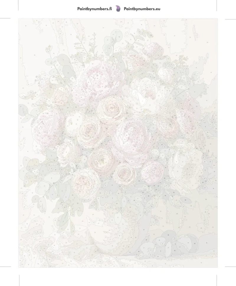 Numeroitu kangas - Roses and Peonies Bouquet 40x50cm