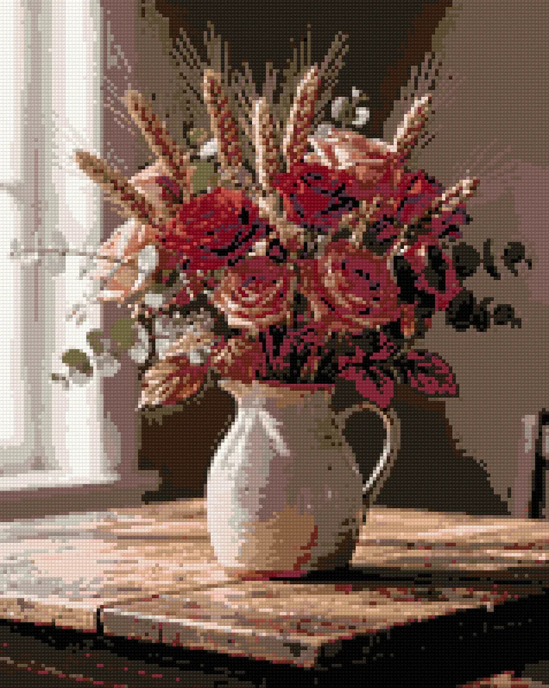 Timanttikuvio - Roses in Pitcher