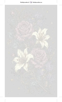 Thumbnail for Numeroitu kangas - Roses Lilies and Irises 40x70cm