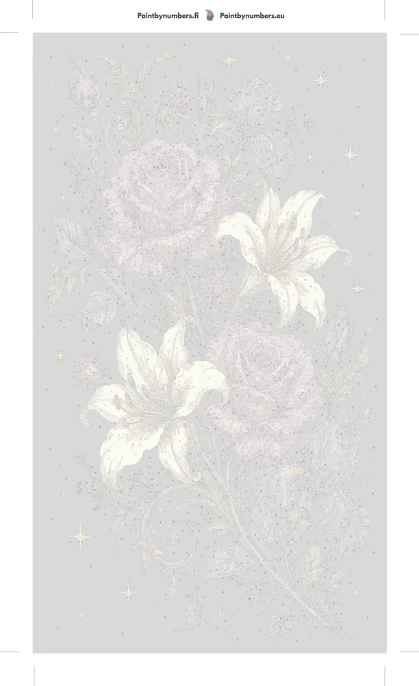 Numeroitu kangas - Roses Lilies and Irises 40x70cm