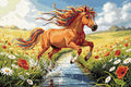 Thumbnail for Timanttikuvio - Running Horse in Field