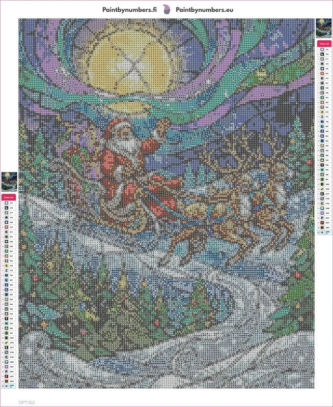 Santa's Sleigh Ride timanttimaalauksen liimapintainen canvas 40x50cm