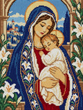 Thumbnail for Sapphire Mantle and Lilies, 30x40 cm timanttimaalaus – koko kuvion esikatselu ilman lähikuvaa
