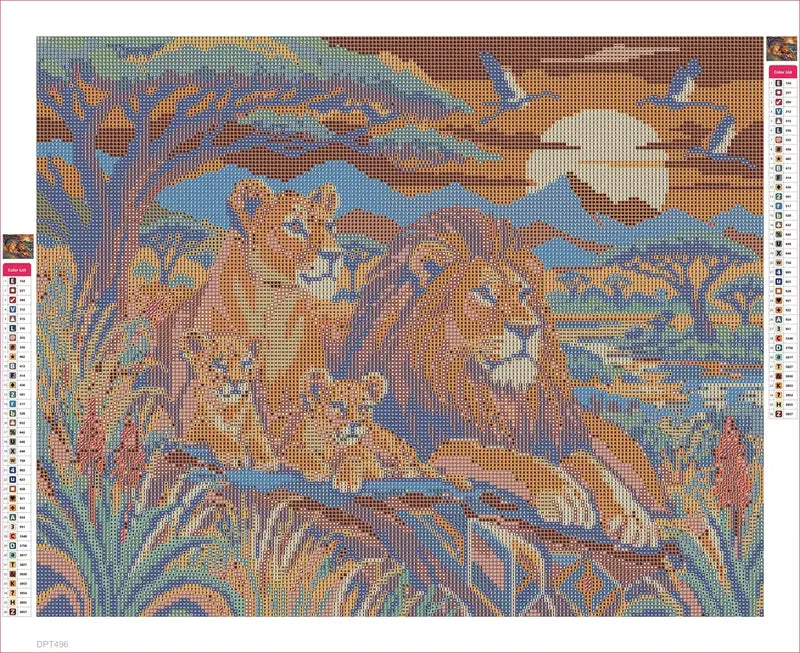 Savanna Family Tapestry timanttimaalauksen liimapintainen canvas 50x40cm
