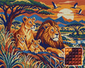 Thumbnail for Savanna Family Tapestry, 50x40 cm timanttimaalaus – lopullisen kuvion esikatselu ja lähikuva neliönmuotoisista timanteista