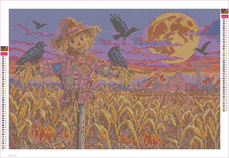 Scarecrow Under the Harvest Moon timanttimaalauksen liimapintainen canvas 60x40cm
