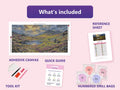 Thumbnail for Scottish Valley 80x40cm timanttimaalauspaketin sisalto: liimapintainen canvas, varikartta, tyokalut ja timanttipussit
