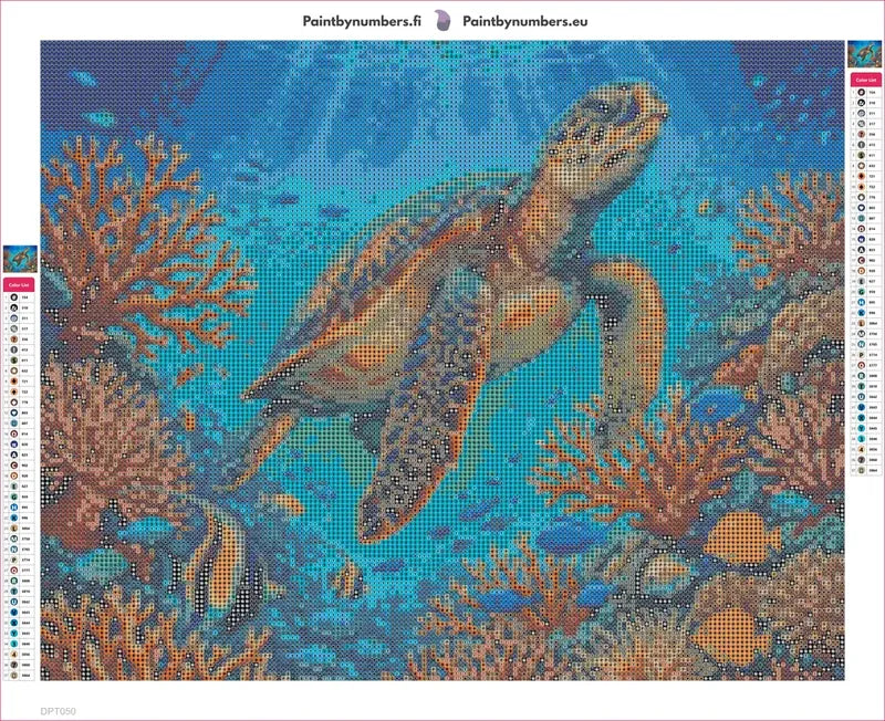 Sea Turtle timanttimaalauksen liimapintainen canvas 50x40cm