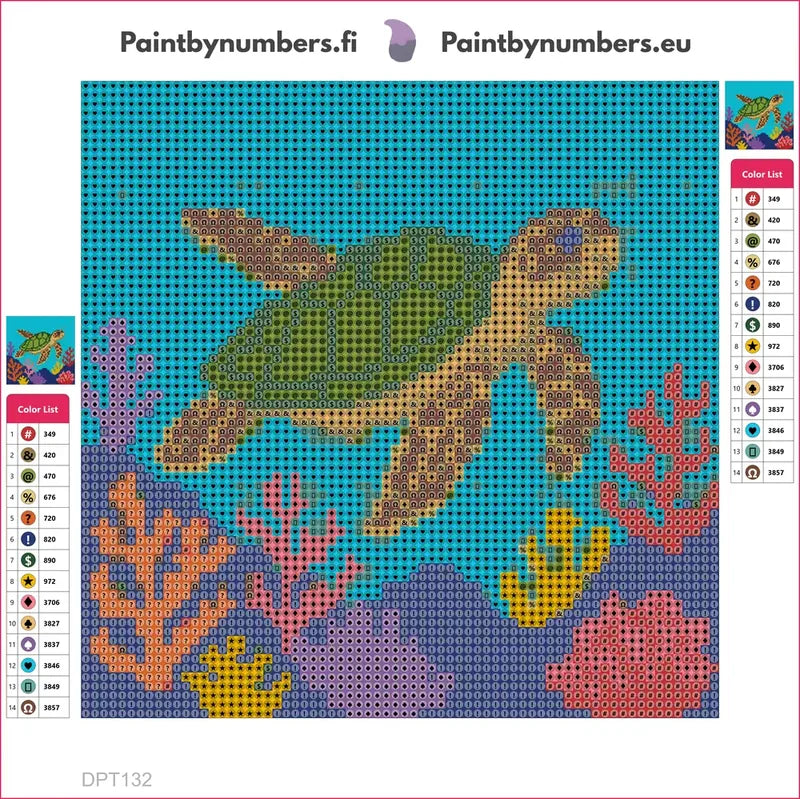 Sea Turtle timanttimaalauksen liimapintainen canvas 20x20cm