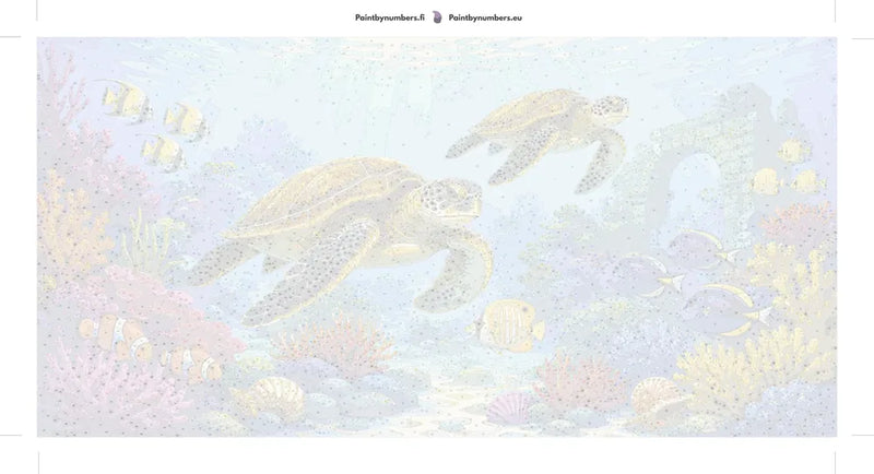 Numeroitu kangas - Sea Turtles and Coral Reef 80x40cm