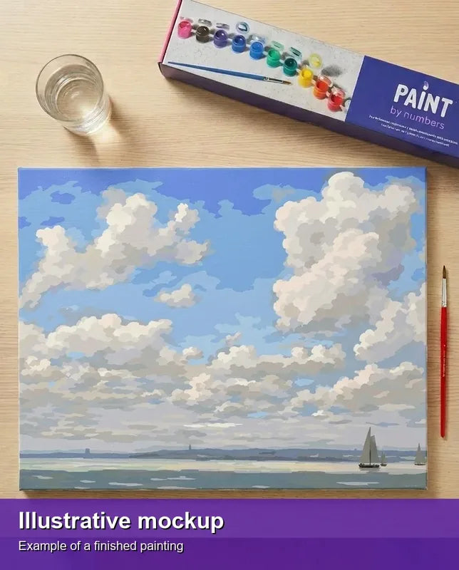 Valmiin numeromaalauksen havainnekuva - Seascape with Open Sky 50x40cm
