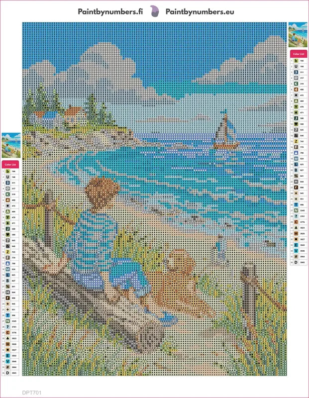 Seaside Relaxation With Dog timanttimaalauksen liimapintainen canvas 30x40cm