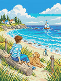 Thumbnail for Seaside Relaxation With Dog, 30x40 cm timanttimaalaus – lopullisen kuvion esikatselu