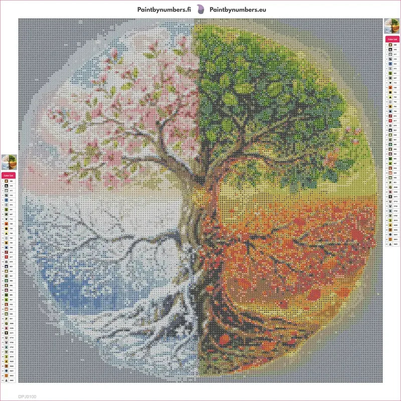 Seasons of a Tree timanttimaalauksen liimapintainen canvas 50x50cm