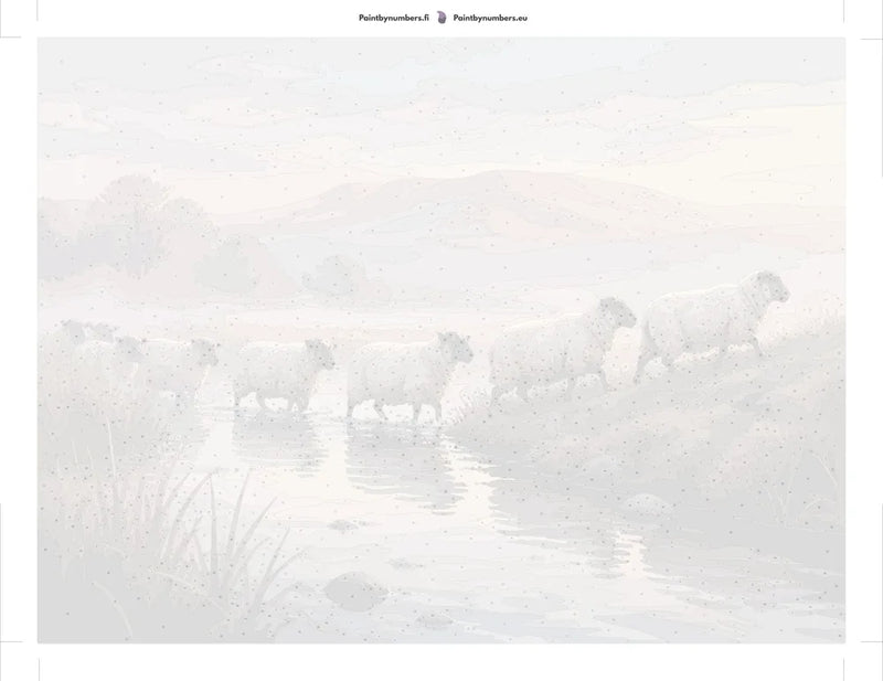 Numeroitu kangas - Sheep Crossing Stream 80x60cm