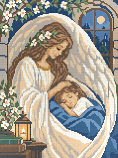 Shelter Beneath Ivory Wings, 30x40 cm timanttimaalaus – lopullisen kuvion esikatselu