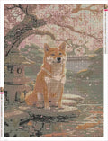 Thumbnail for Shiba Inu by Pond timanttimaalauksen liimapintainen canvas 60x80cm