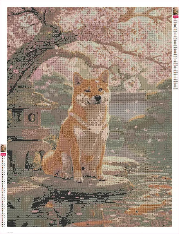 Shiba Inu by Pond timanttimaalauksen liimapintainen canvas 60x80cm