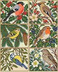 Thumbnail for Six December Garden Birds, 40x50 cm timanttimaalaus – lopullisen kuvion esikatselu