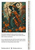 Thumbnail for Värikartta ja ohjeet - Skeleton Witch with Pumpkins 40x50cm