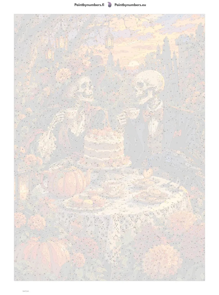 Numeromaalaus: Numeroitu kangas - Skeletons' Tea Party 50x70cm