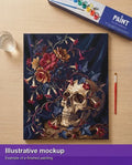 Thumbnail for Valmiin numeromaalauksen havainnekuva - Skull with Flowers 40x50cm