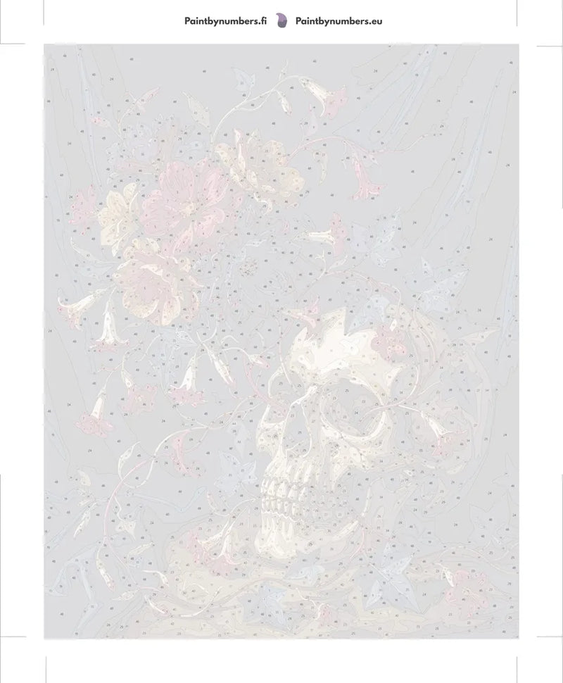 Numeroitu kangas - Skull with Flowers 40x50cm