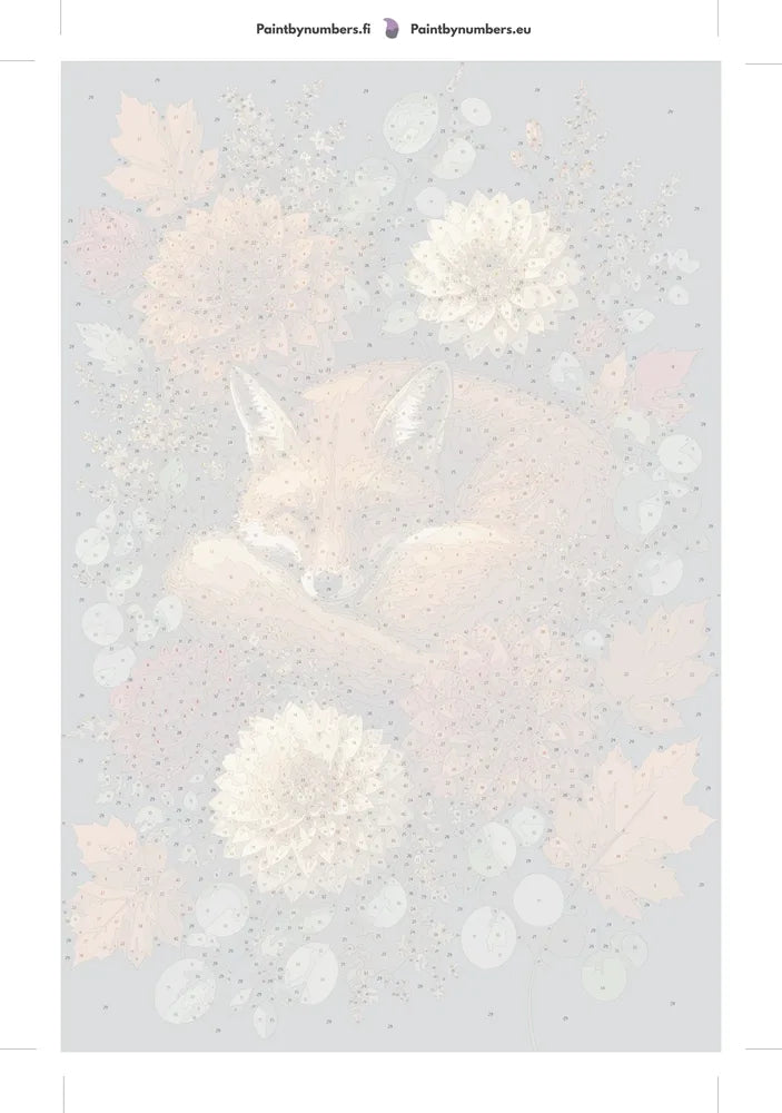 Numeroitu kangas - Sleeping Fox and Flowers 40x60cm