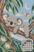 Thumbnail for Sleeping Koala in Blue Leaves, 20x30 cm timanttimaalaus – lopullisen kuvion esikatselu ja lähikuva pyöreistä timanteista