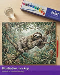 Thumbnail for Valmiin numeromaalauksen havainnekuva - Sloth on Tree Branch 50x40cm