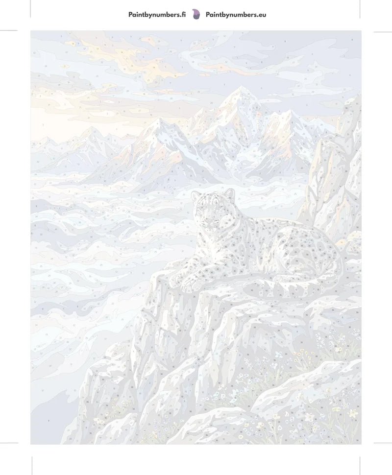 Numeroitu kangas - Snow Leopard on Cliff 40x50cm
