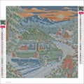 Thumbnail for Snowbound Evergreen Wagon timanttimaalauksen liimapintainen canvas 30x30cm
