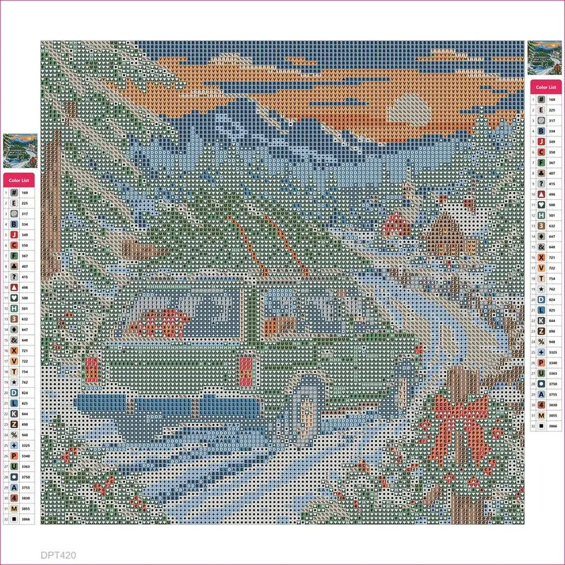 Snowbound Evergreen Wagon timanttimaalauksen liimapintainen canvas 30x30cm