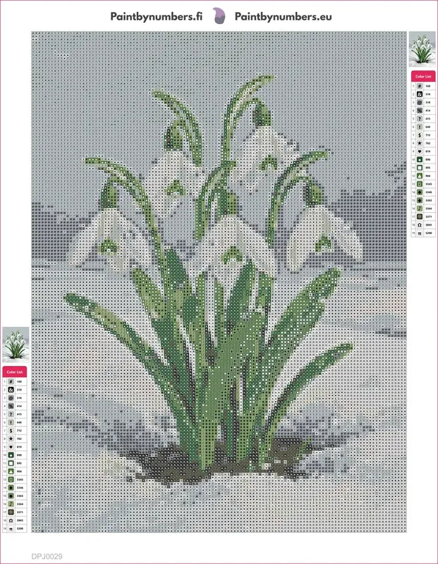 Snowdrop Blossoms timanttimaalauksen liimapintainen canvas 30x40cm