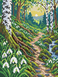 Thumbnail for Snowdrop Woodland Path, 30x40 cm timanttimaalaus – lopullisen kuvion esikatselu