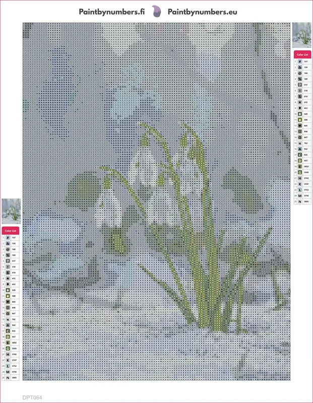 Snowdrops timanttimaalauksen liimapintainen canvas 30x40cm
